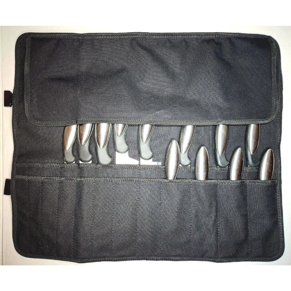 Vtg Oneida Contoura 12 Pc. Cutlery Knife Set High-Carbon Stainless w/Chef's Bag - Picture 15 of 16